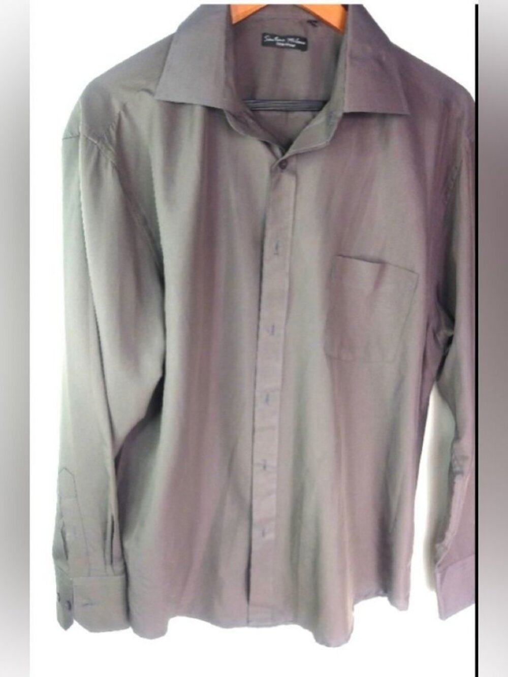 Santino Milano L 16-16.5 Mens Medium Gray Pocketed Dress Shirt
